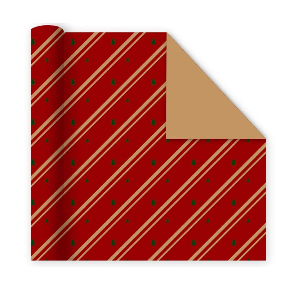 Happy New Year Roll Christmas Packaging Paper 2025 Santa Claus DIY Craft Paper Christmas Tree Navidad Gift Wrapping Paper