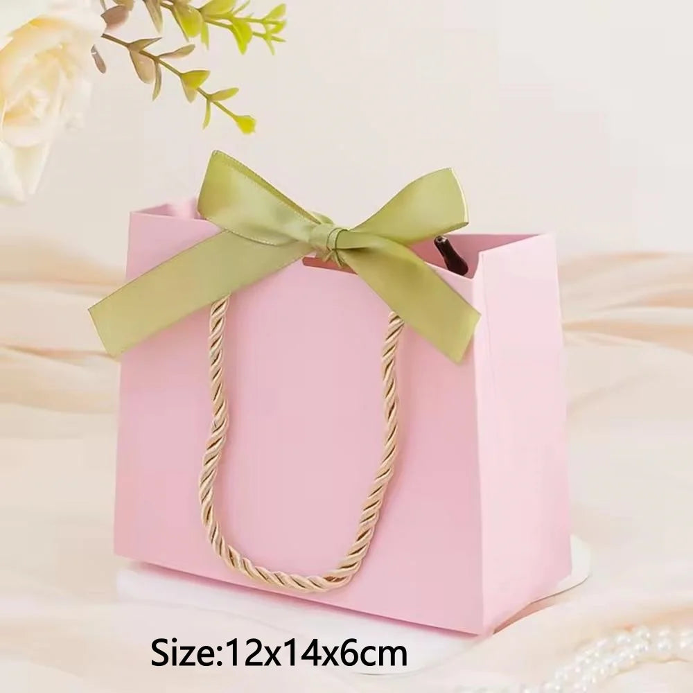 Christmas Gift Paper Bags Transparent Window For Candy Cookie Nougat Packaging Xmas New Year Party Decora