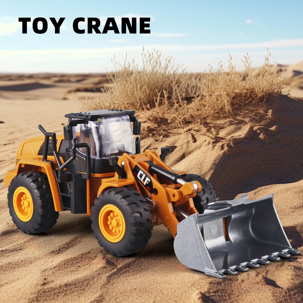 Alloy bulldozer excavator model, crane mixer toy, metal body simulation engineering vehicle for boy birthday gift light toy