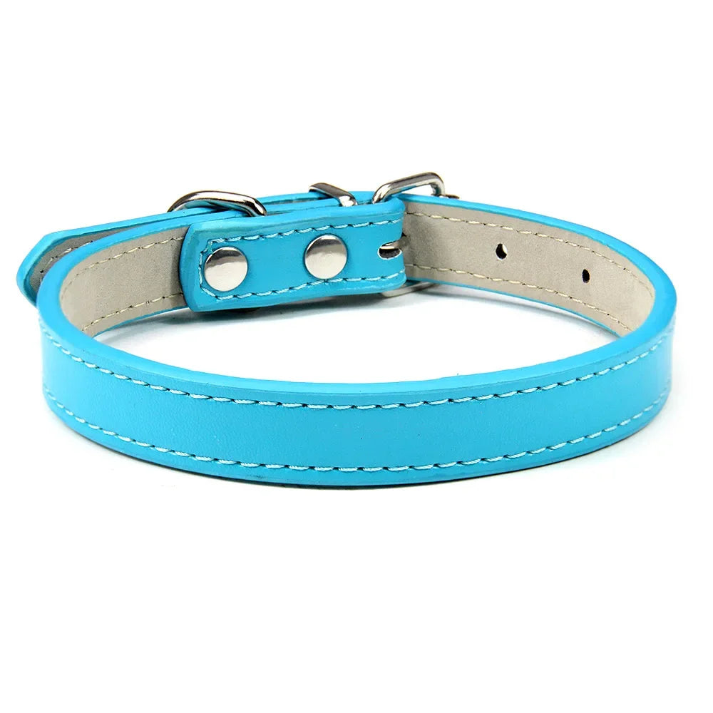 Soft Leather Solid Dog Collar Adjustable Puppy Neck Strap Safe Collars for Small Medium Big Dog Kitten Necklace Cat Accessories