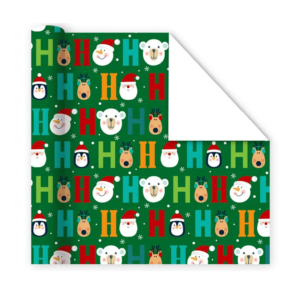 Happy New Year Roll Christmas Packaging Paper 2025 Santa Claus DIY Craft Paper Christmas Tree Navidad Gift Wrapping Paper