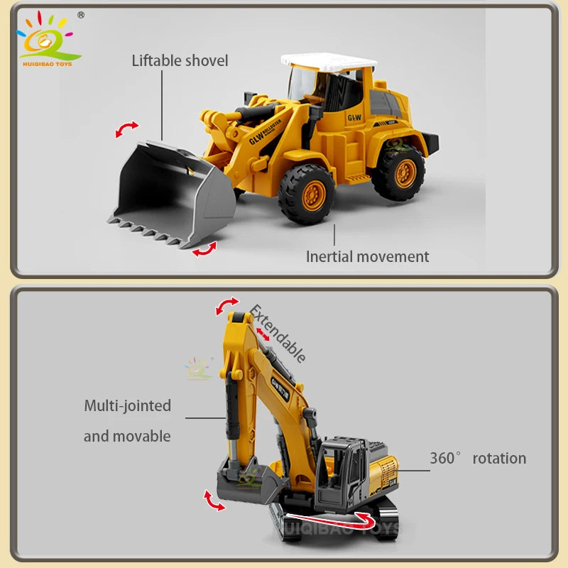 1:40 Scale Die-Cast Tow Truck Model with Excavator and Bulldozer Inertia-Driven with Sound and Light Effects Boys' Toy Gift