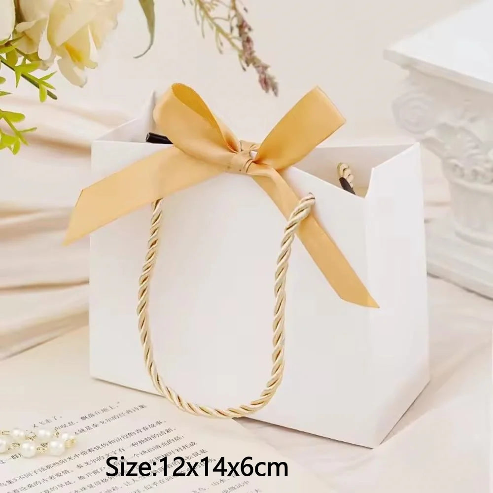 Christmas Gift Paper Bags Transparent Window For Candy Cookie Nougat Packaging Xmas New Year Party Decora