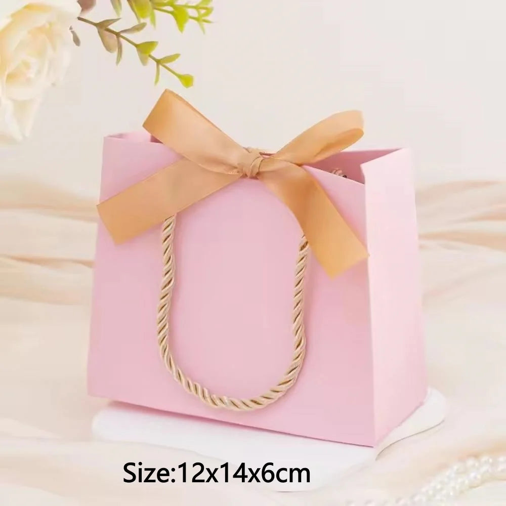 Christmas Gift Paper Bags Transparent Window For Candy Cookie Nougat Packaging Xmas New Year Party Decora