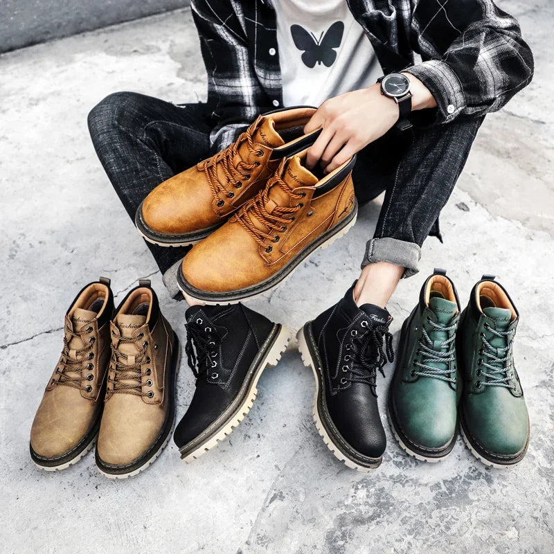 Men's Boots High Top Work Shoes Fashion Versatile Sports New Casual Shoes Cowboy Boots