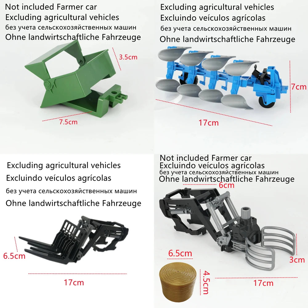 Farmer Truck 1/24 Inertia Farmer's Combined Soil Preparation Vehicle For Kids Scene Simulation Toys for Boys Christmas Gifts