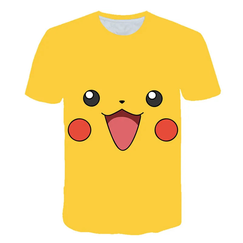 2025 Japanese anime Pok é mon cartoon children's top T-shirt short sleeved boy and girl Pikachu cartoon top