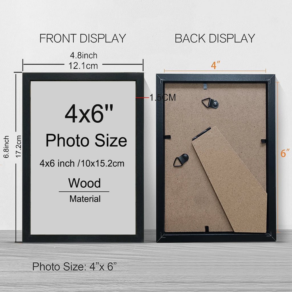 14pcs 4x6 Inch Picture Frames, Wooden Photo Frames without Mat ,Tabletop or Wall Display for Prints, Paintings, Poster