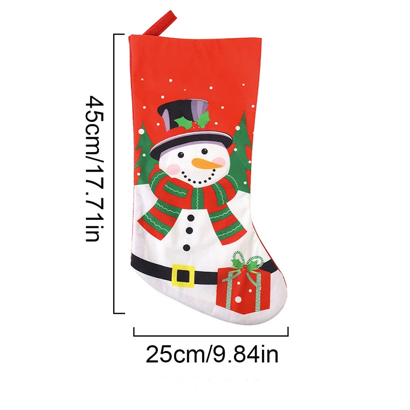 1Pcs 45cm Christmas Stockings Classic Large Stockings Santa Claus Snowman for Home Family Party Xmas Decor 2025 New Year Gifts