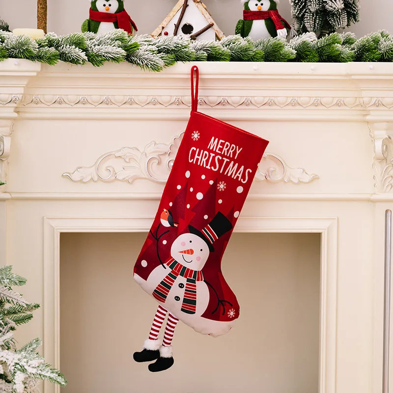 Christmas Stocking Large Stockings Santa Snowman Candy Gift Socks Tree Ornament Decorations for Family Holiday Xmas Party Decor