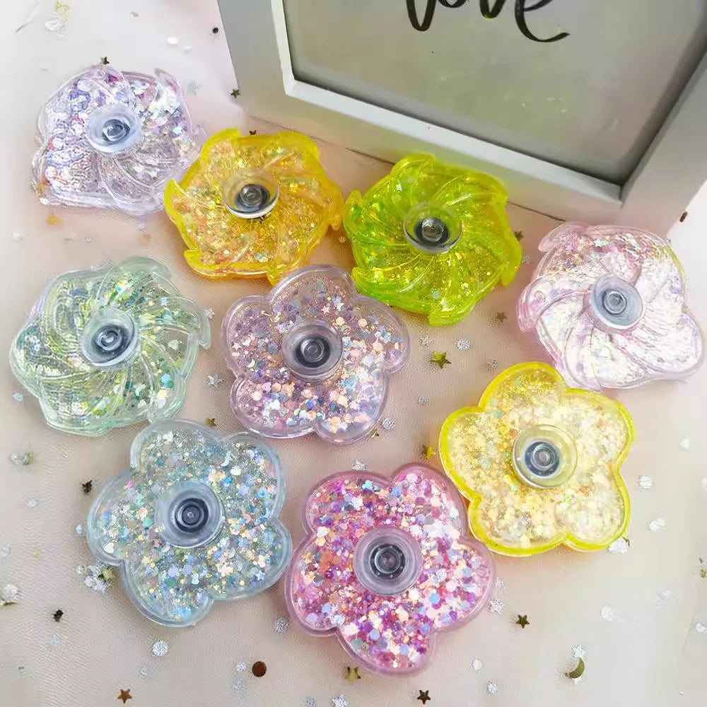 Fidget Spinner Rustling Portable High Rotational Speed Petal-like Spinning Gyro Colorful Sequined Desk Stress Relief Toy Gifts