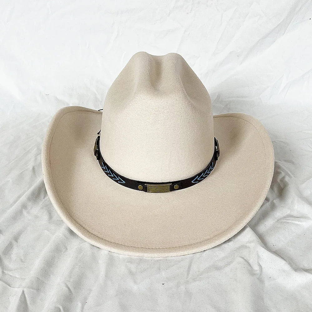 Vintage Western Cowboy Hat for Men Women with Shapeable Wide Brim Cowgirl Felt Hat Cloche Church Sombrero Hombre Caps