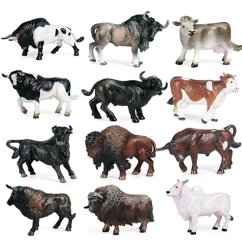 4pcs Cattle Figurine Simulated Bull Realistic Animals Cow Educational Figurine for Kids Ages 3-8