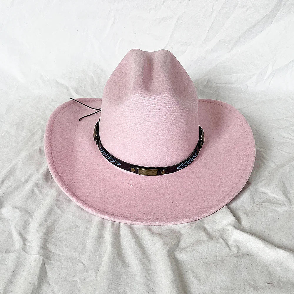 Vintage Western Cowboy Hat for Men Women with Shapeable Wide Brim Cowgirl Felt Hat Cloche Church Sombrero Hombre Caps