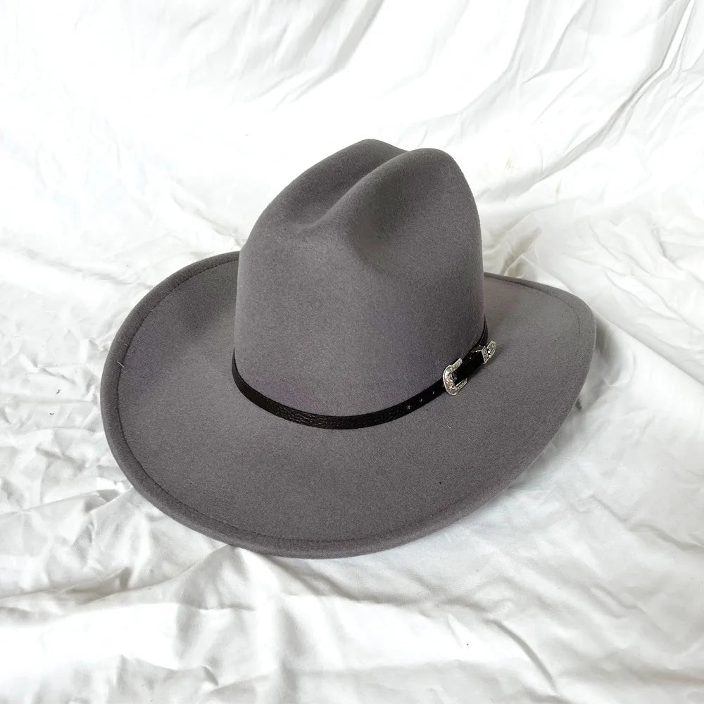 Vintage Western Cowboy Hat for Men Women with Shapeable Wide Brim Cowgirl Felt Hat Cloche Church Sombrero Hombre Caps