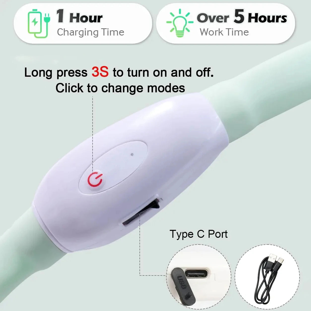 USB Rechargeable Glowing Collar for Large and Small Dogs LED Glowing Dog Collar 9 Flashing Modes Adjustable Soft Silicone Collar