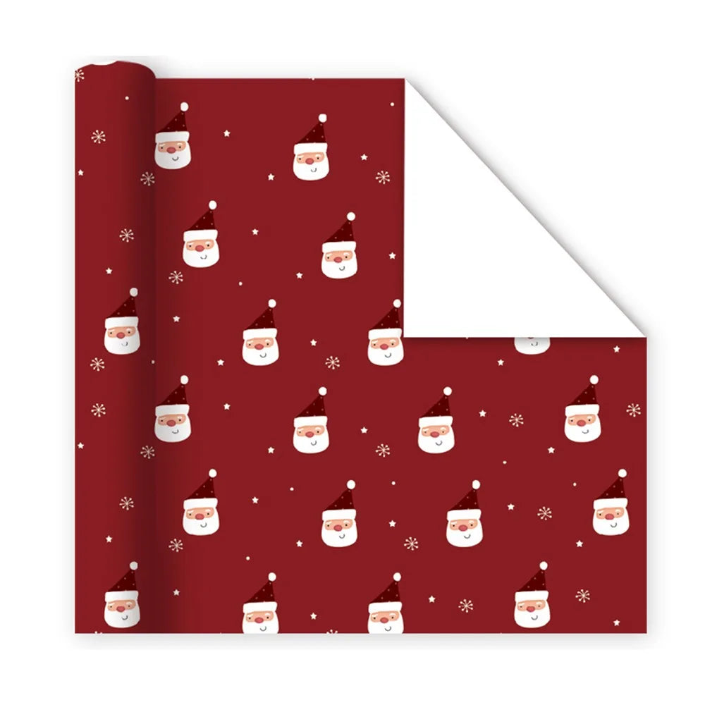 Happy New Year Roll Christmas Packaging Paper 2025 Santa Claus DIY Craft Paper Christmas Tree Navidad Gift Wrapping Paper