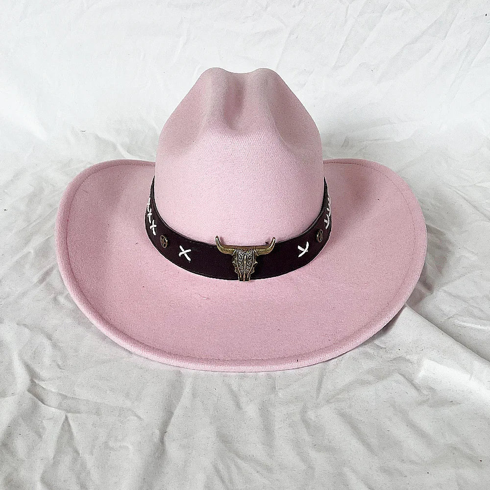 Vintage Western Cowboy Hat for Men Women with Shapeable Wide Brim Cowgirl Felt Hat Cloche Church Sombrero Hombre Caps
