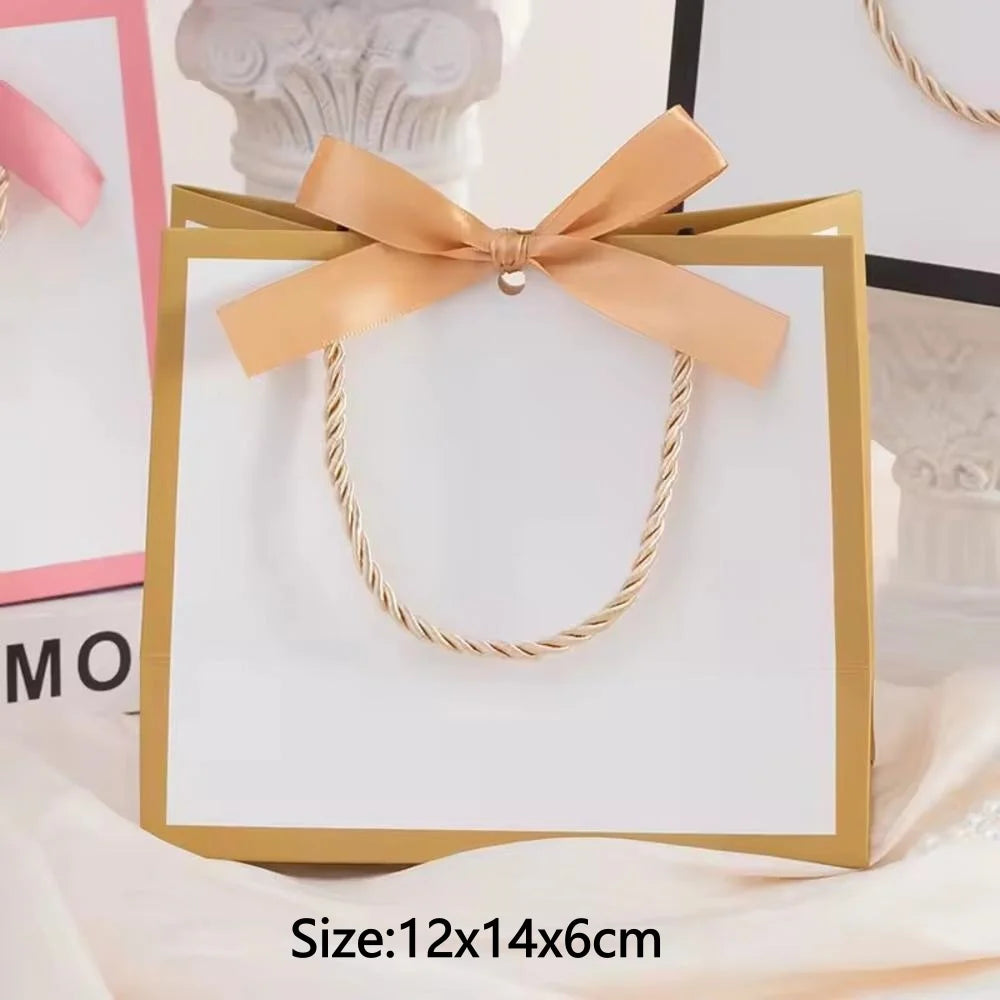 Christmas Gift Paper Bags Transparent Window For Candy Cookie Nougat Packaging Xmas New Year Party Decora