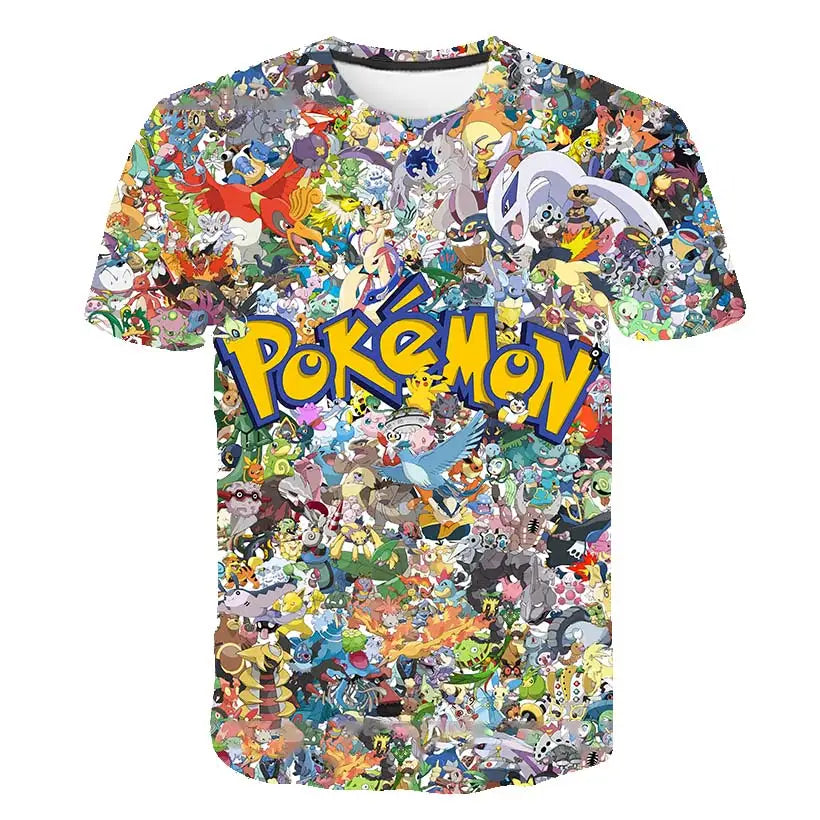 2025 Japanese anime Pok é mon cartoon children's top T-shirt short sleeved boy and girl Pikachu cartoon top