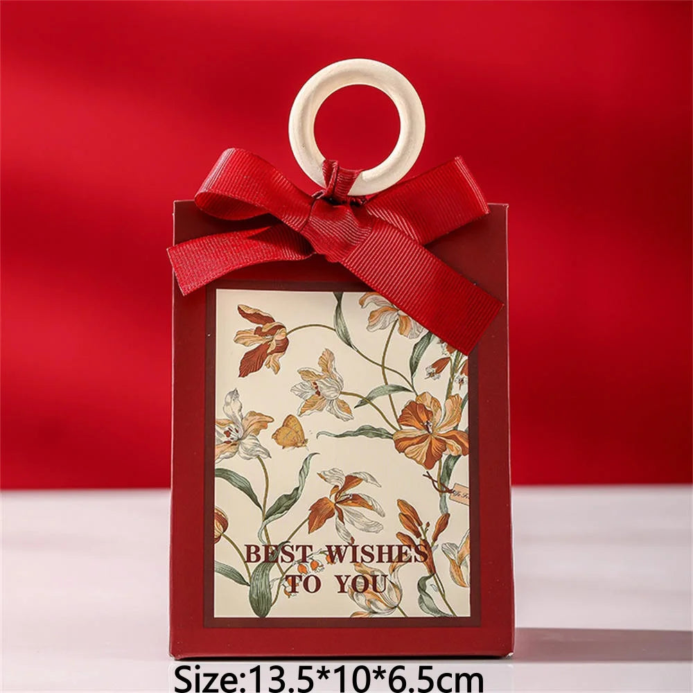 Christmas Gift Paper Bags Transparent Window For Candy Cookie Nougat Packaging Xmas New Year Party Decora