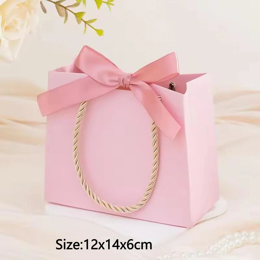 Christmas Gift Paper Bags Transparent Window For Candy Cookie Nougat Packaging Xmas New Year Party Decora