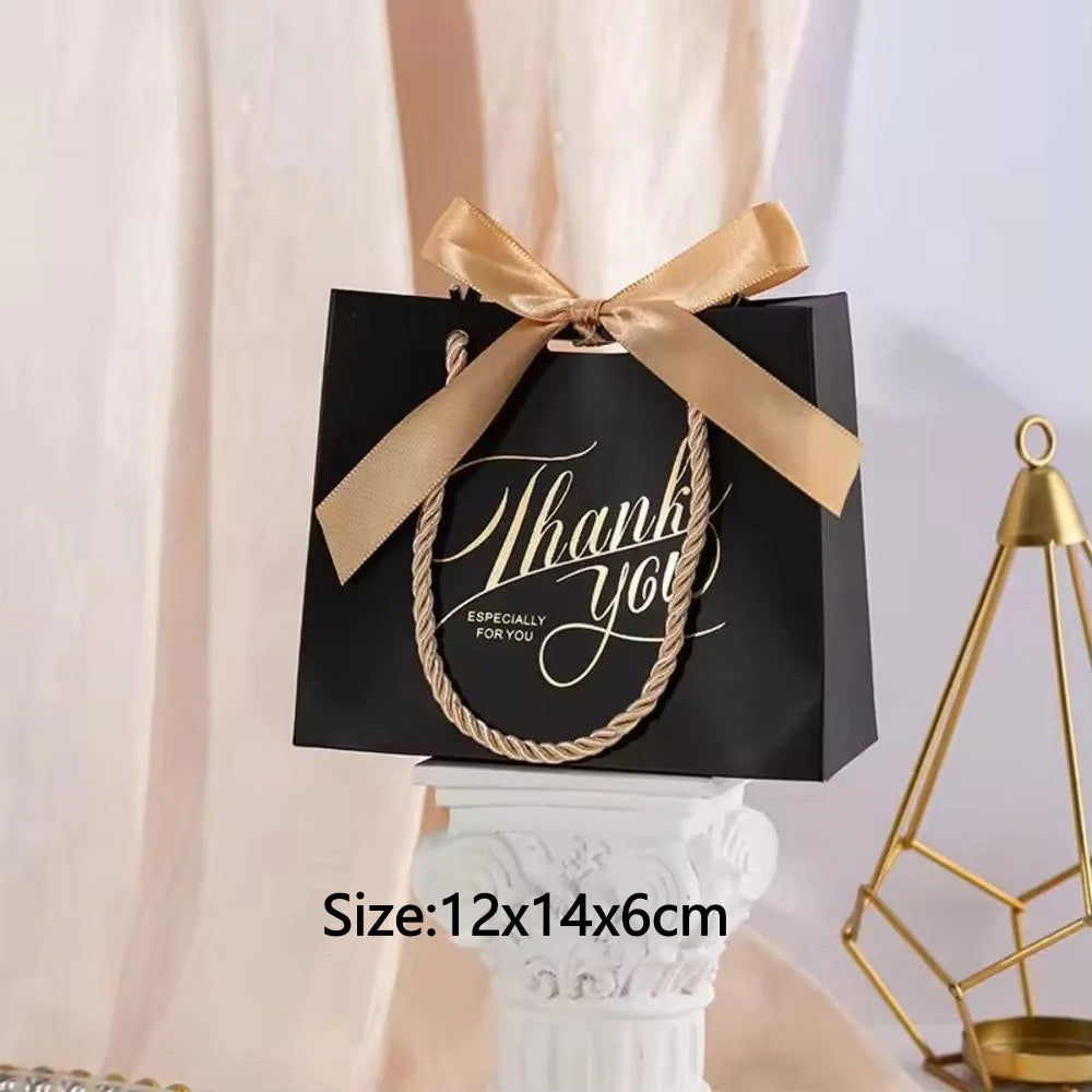 Christmas Gift Paper Bags Transparent Window For Candy Cookie Nougat Packaging Xmas New Year Party Decora