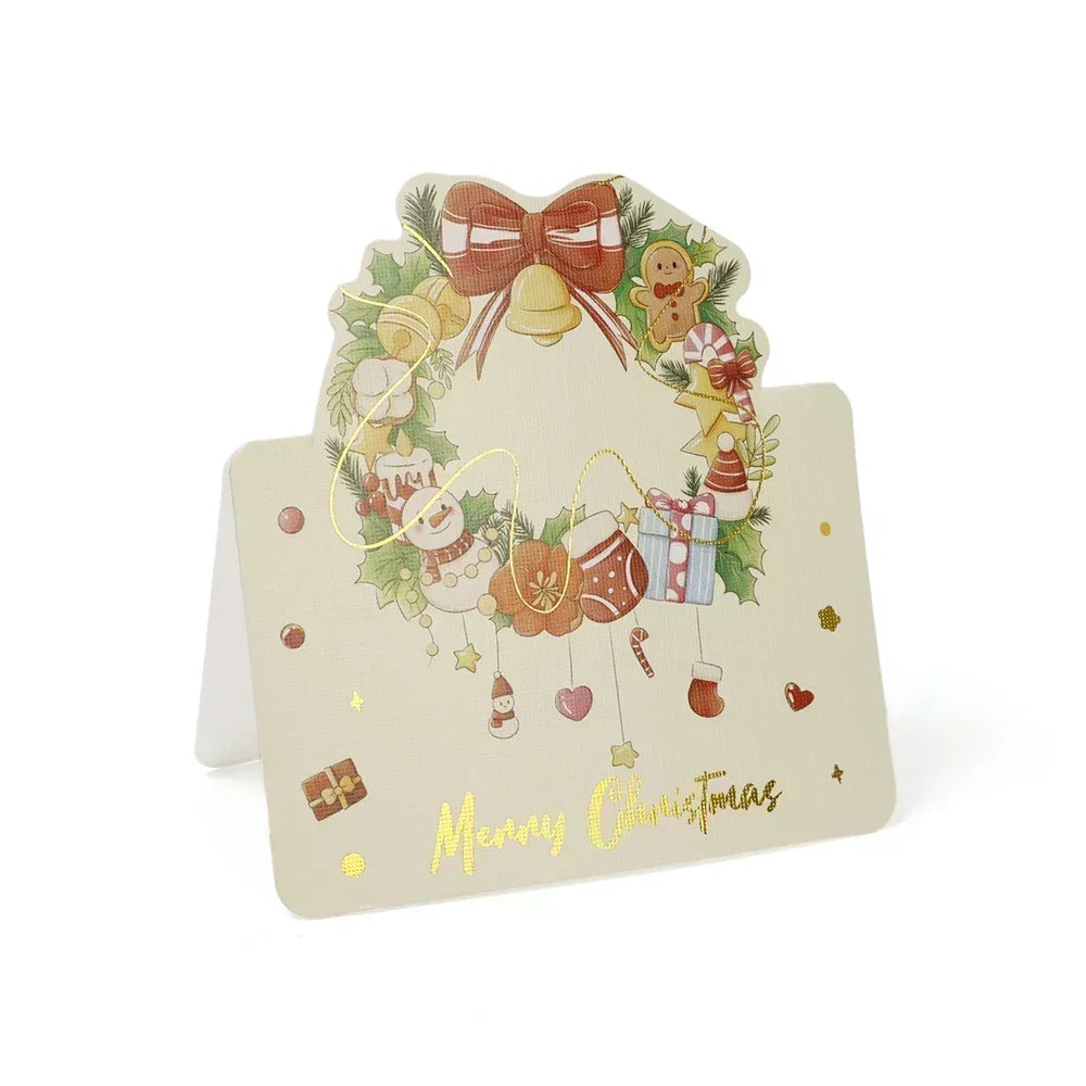 Christmas Cards Greeting Invitations Foldable Bronzing Gifts Letter Home Xmas Party Envelope Decoration Accessories Wholesale