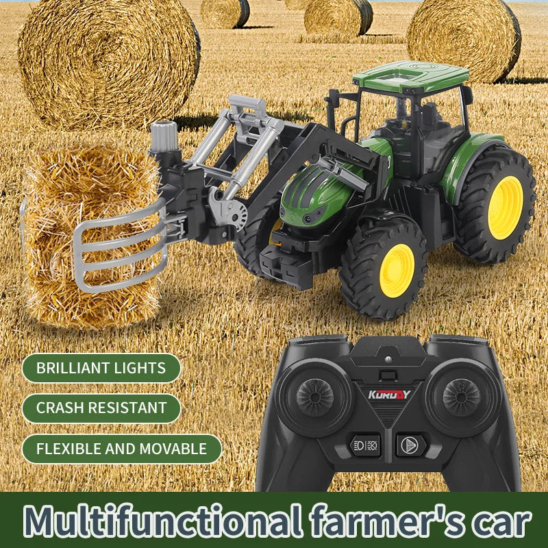RC Farm Tractors Car 1/24 Radio Controlled Cars and Trucks 2.4G with Light Simulated Engineering Truck Model Toys for Children