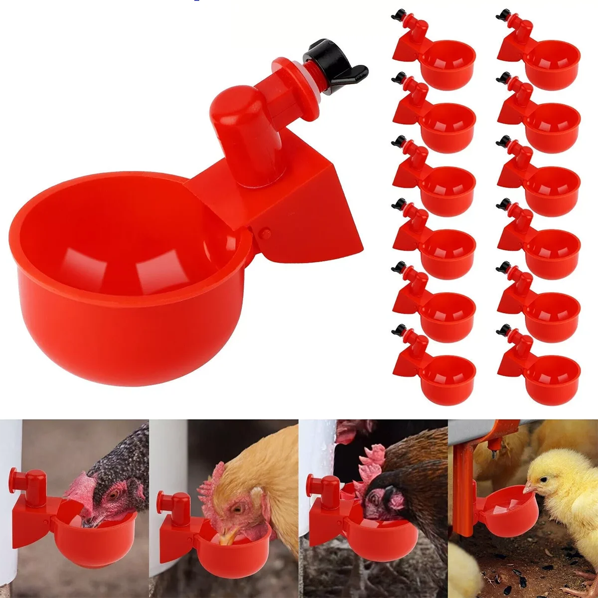 20Pc Chicken Drinker Cup Poultry Automatic Drinking Chicken Feeder Plastic Poultry Waterer Drinking Water Feeder for Chicks Duck