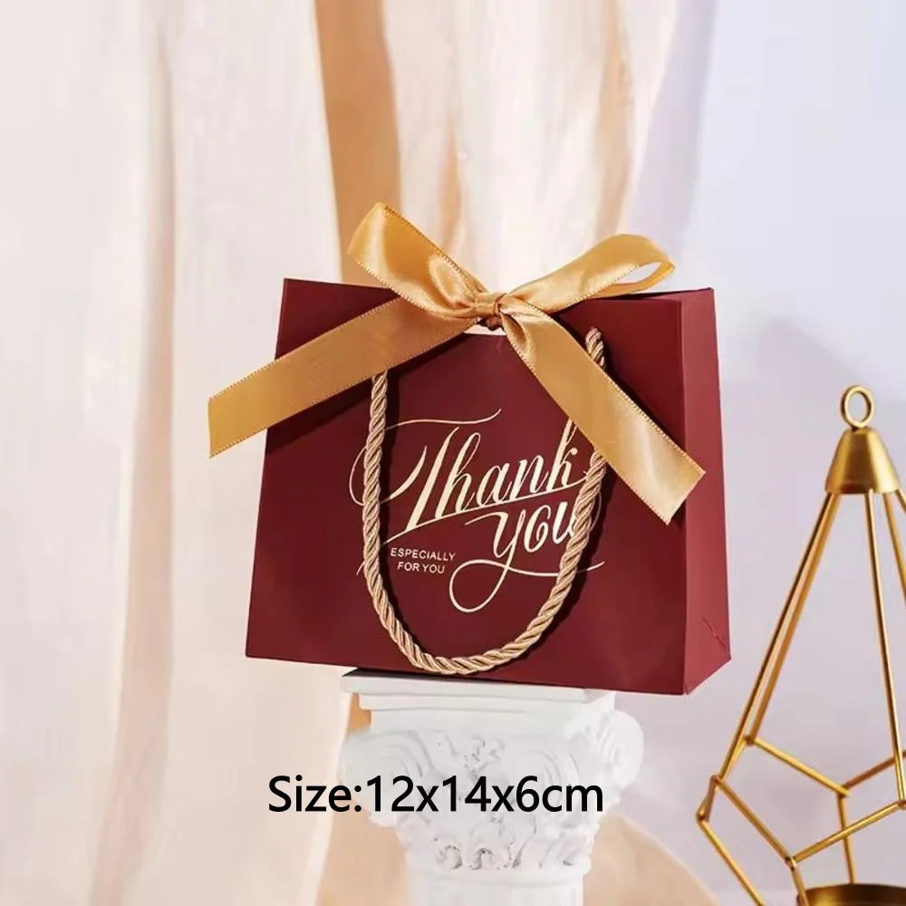 Christmas Gift Paper Bags Transparent Window For Candy Cookie Nougat Packaging Xmas New Year Party Decora