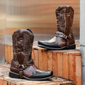Men's Cowboy Western Boots Fashion Versatile Men's Outdoor Travel Shoes