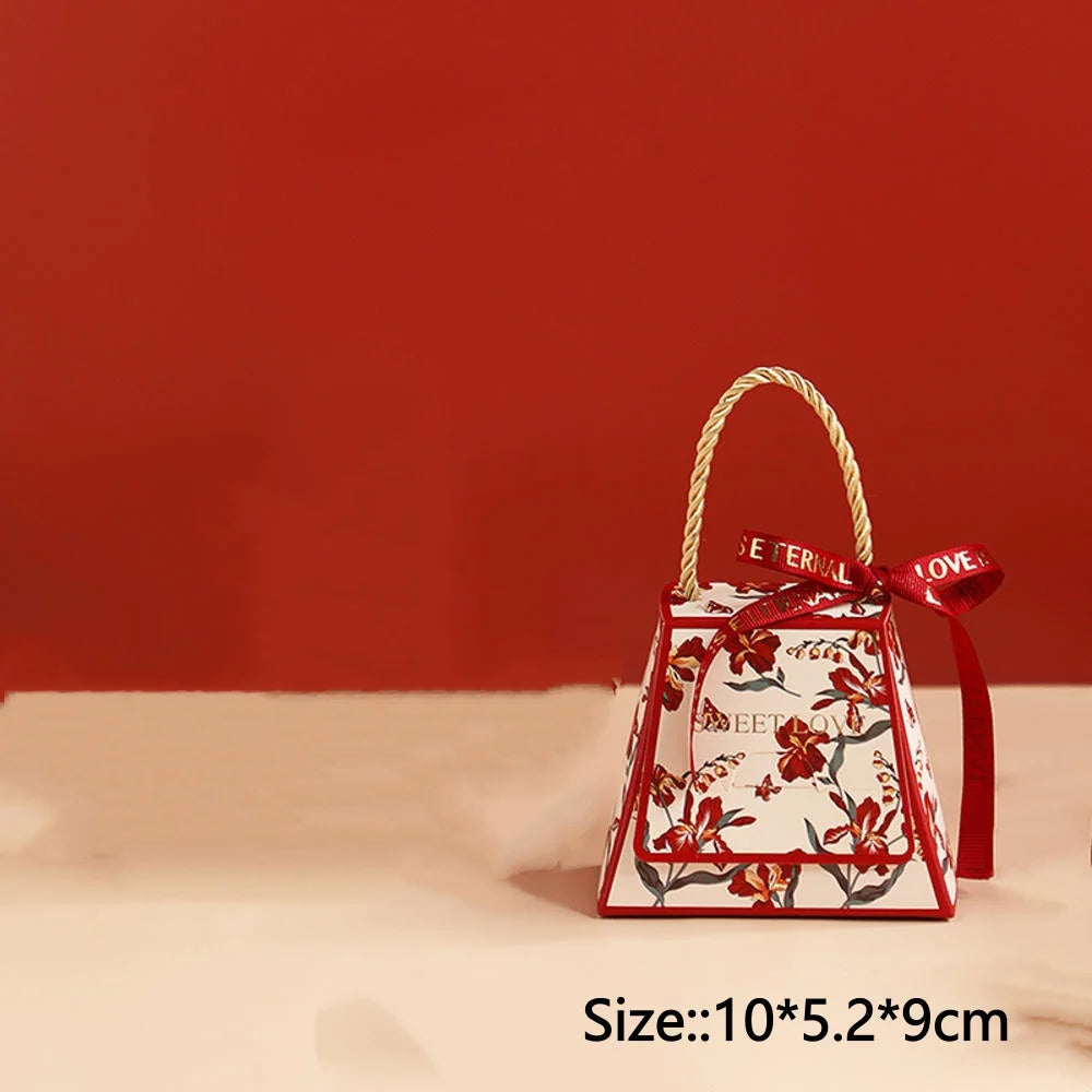 Christmas Gift Paper Bags Transparent Window For Candy Cookie Nougat Packaging Xmas New Year Party Decora