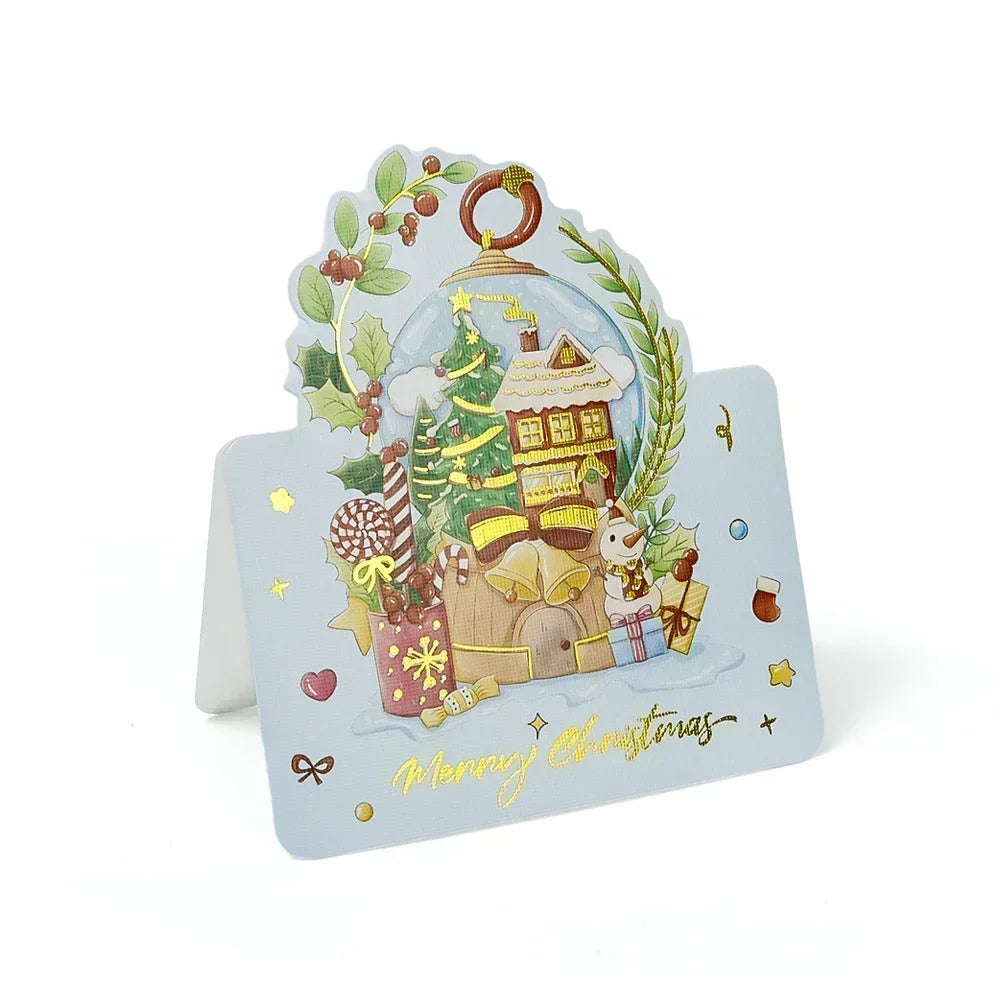 Christmas Cards Greeting Invitations Foldable Bronzing Gifts Letter Home Xmas Party Envelope Decoration Accessories Wholesale