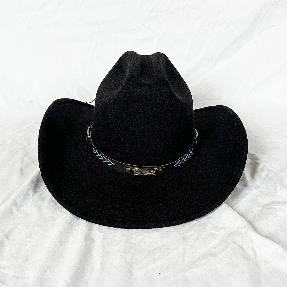 Vintage Western Cowboy Hat for Men Women with Shapeable Wide Brim Cowgirl Felt Hat Cloche Church Sombrero Hombre Caps