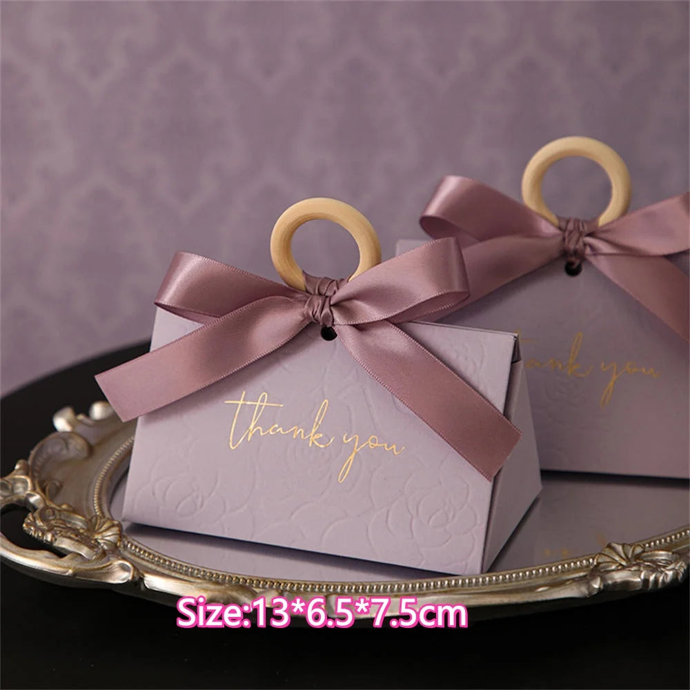 Christmas Gift Paper Bags Transparent Window For Candy Cookie Nougat Packaging Xmas New Year Party Decora