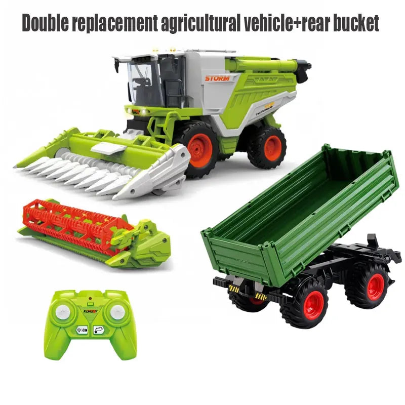 1/24 Farm Grain Harvester Model Lighting/Spray Multi-functional Farmer RC Cars Toys Wheat/corn Crop Harvester Children Gifts
