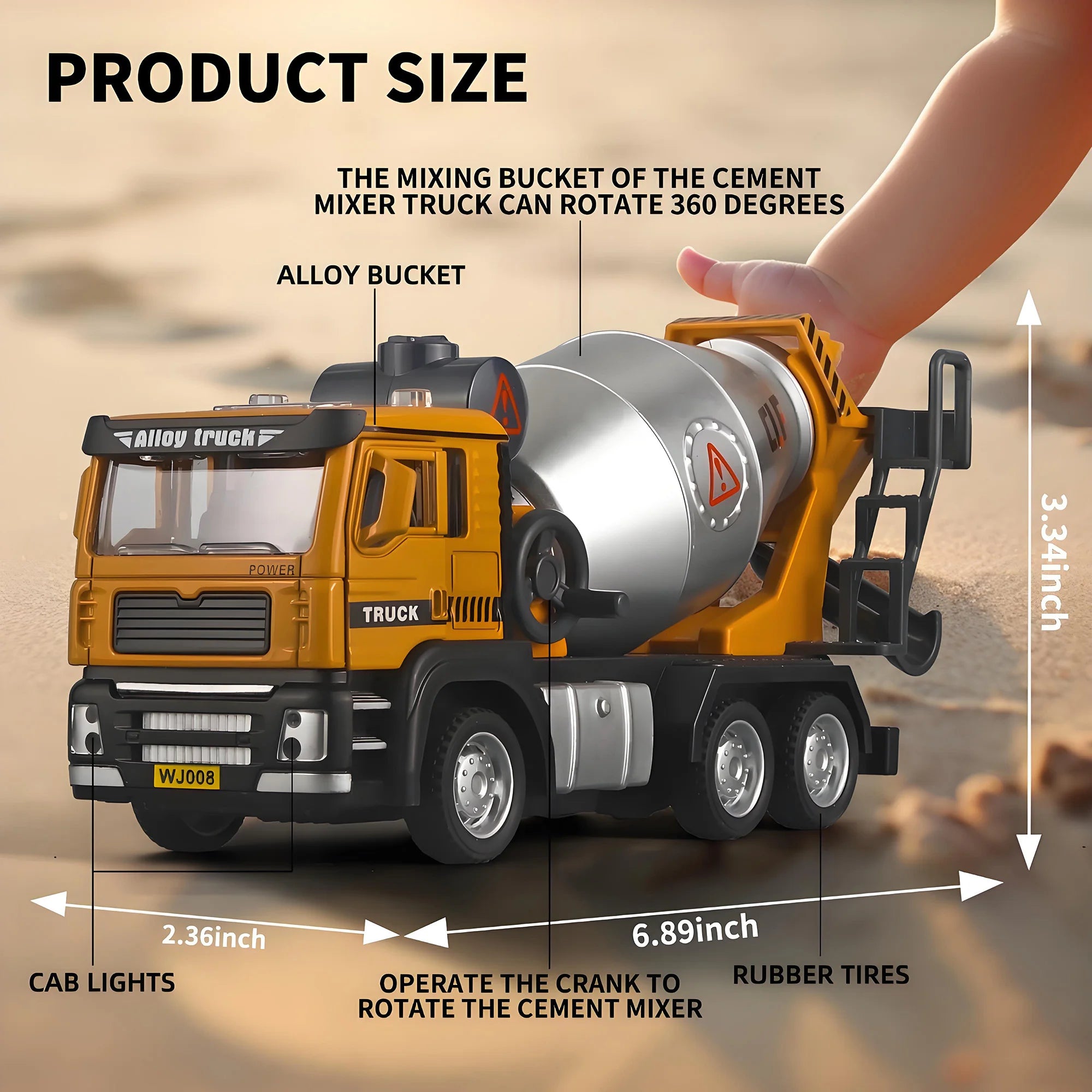 Alloy bulldozer excavator model, crane mixer toy, metal body simulation engineering vehicle for boy birthday gift light toy