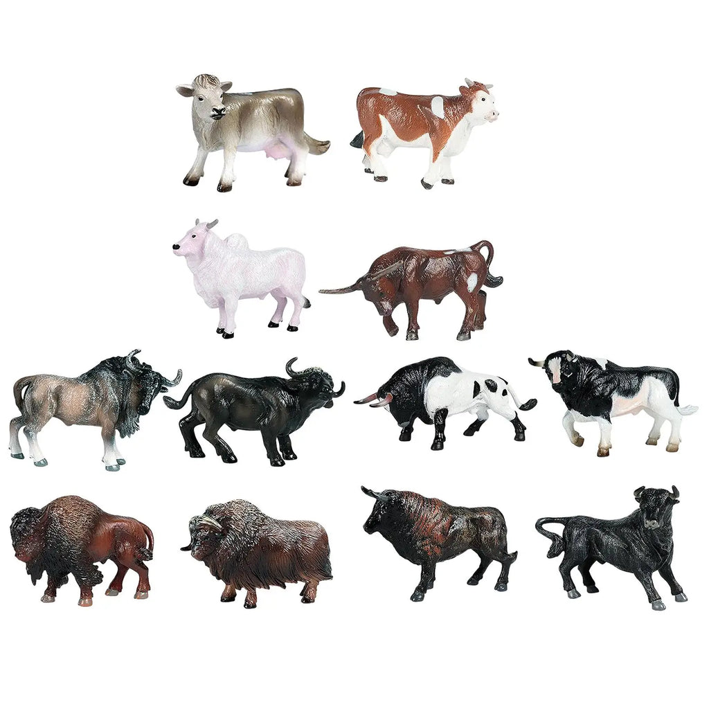 4pcs Cattle Figurine Simulated Bull Realistic Animals Cow Educational Figurine for Kids Ages 3-8