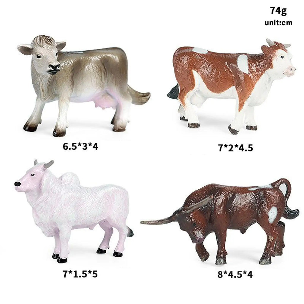 4pcs Cattle Figurine Simulated Bull Realistic Animals Cow Educational Figurine for Kids Ages 3-8