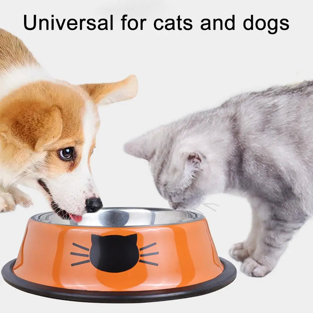 Pet Dog Cat Bowl Dog Water Bowl with Non-Slip Rubber Base, Metal Insulated Stainless Steel Cat Bowls, Double Wall Cat Bowl
