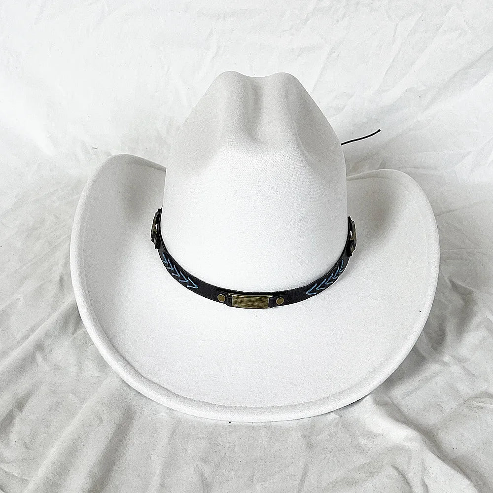 Vintage Western Cowboy Hat for Men Women with Shapeable Wide Brim Cowgirl Felt Hat Cloche Church Sombrero Hombre Caps
