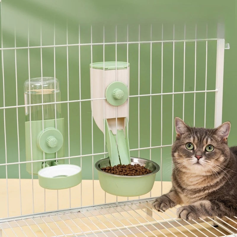 Dog Bowl, Removable Stainless Steel Pet Kennel Hanging Food Water Feeder Bowl Cage Coop Cup for Puppy Medium Dog Cat Rabbit