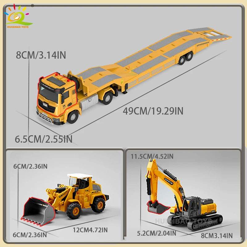 1:40 Scale Die-Cast Tow Truck Model with Excavator and Bulldozer Inertia-Driven with Sound and Light Effects Boys' Toy Gift