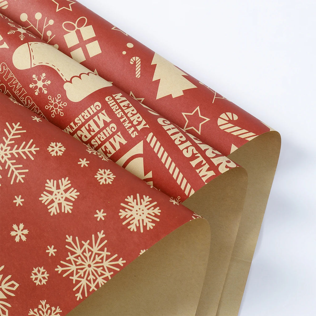 Christmas Wrapping Paper 50*70cm Christmas Kraft Paper Gift Wrap with Snowflake for Xmas Party Gift Packing DIY Crafts Papers