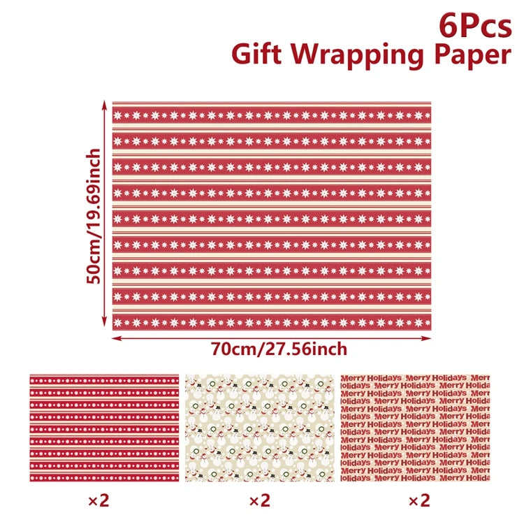 Christmas Wrapping Paper 50*70cm Christmas Kraft Paper Gift Wrap with Snowflake for Xmas Party Gift Packing DIY Crafts Papers