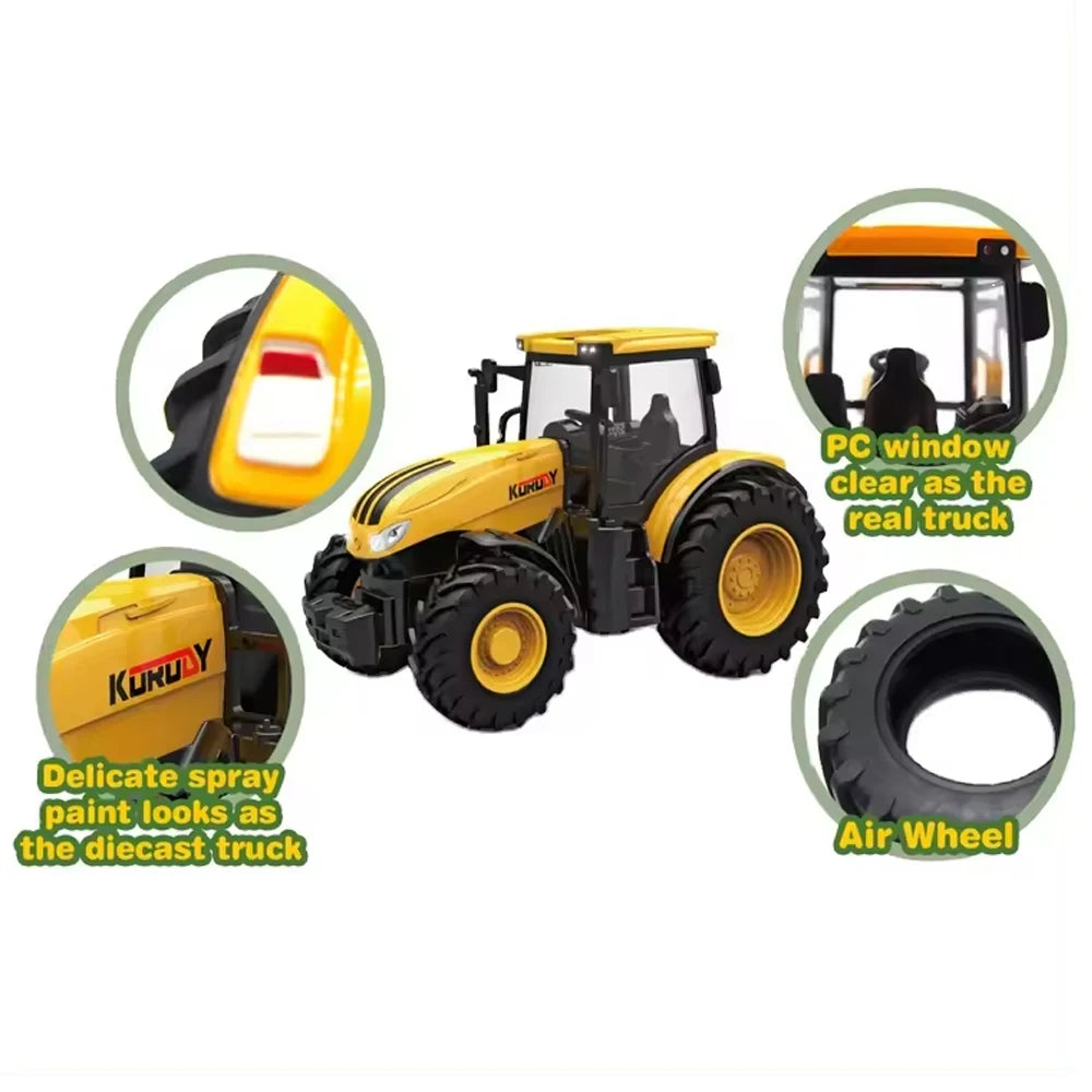 Farmer Truck 1/24 Inertia Farmer's Combined Soil Preparation Vehicle For Kids Scene Simulation Toys for Boys Christmas Gifts