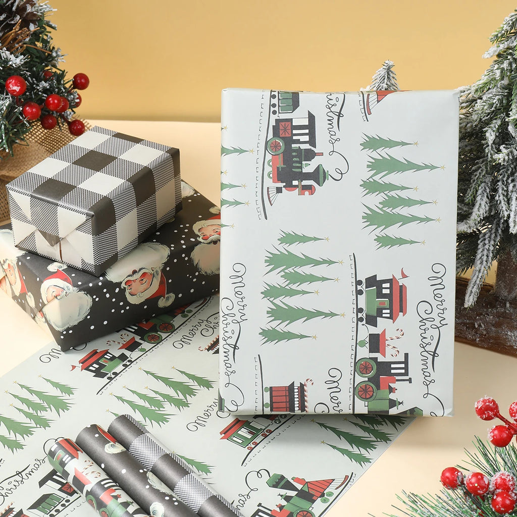 Christmas Wrapping Paper 50*70cm Christmas Kraft Paper Gift Wrap with Snowflake for Xmas Party Gift Packing DIY Crafts Papers