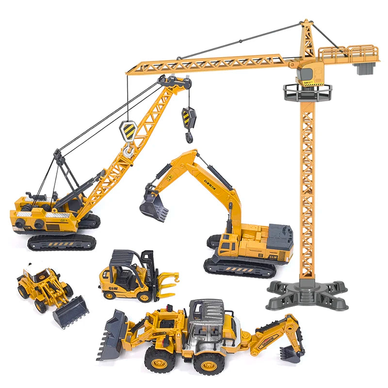 Toys for Boys Tower Crane Tractor Kids Excavator Bulldozer Forklift Trucks Model Diecast Farm Engineering Alloy+Plastic Vehicle