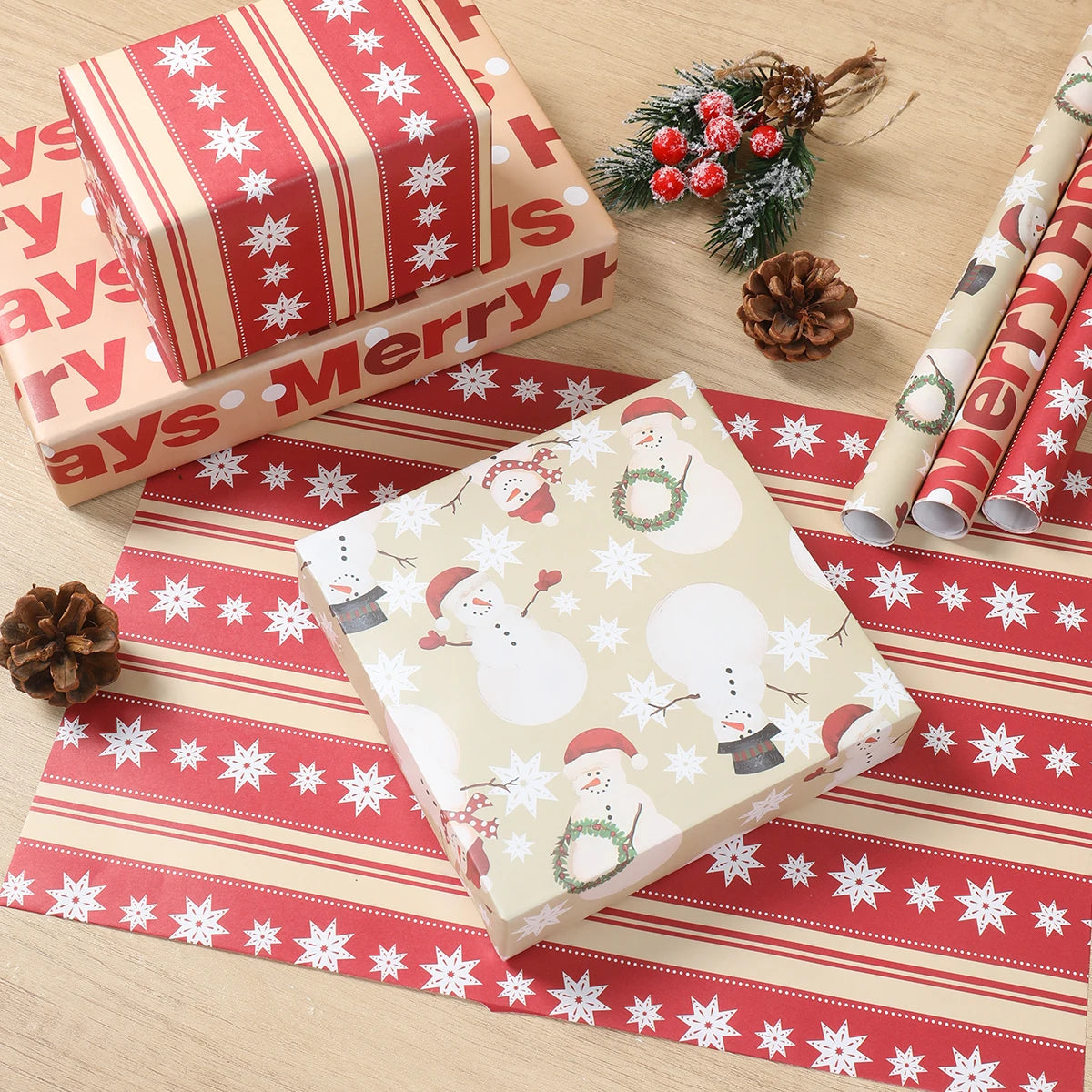 Christmas Wrapping Paper 50*70cm Christmas Kraft Paper Gift Wrap with Snowflake for Xmas Party Gift Packing DIY Crafts Papers